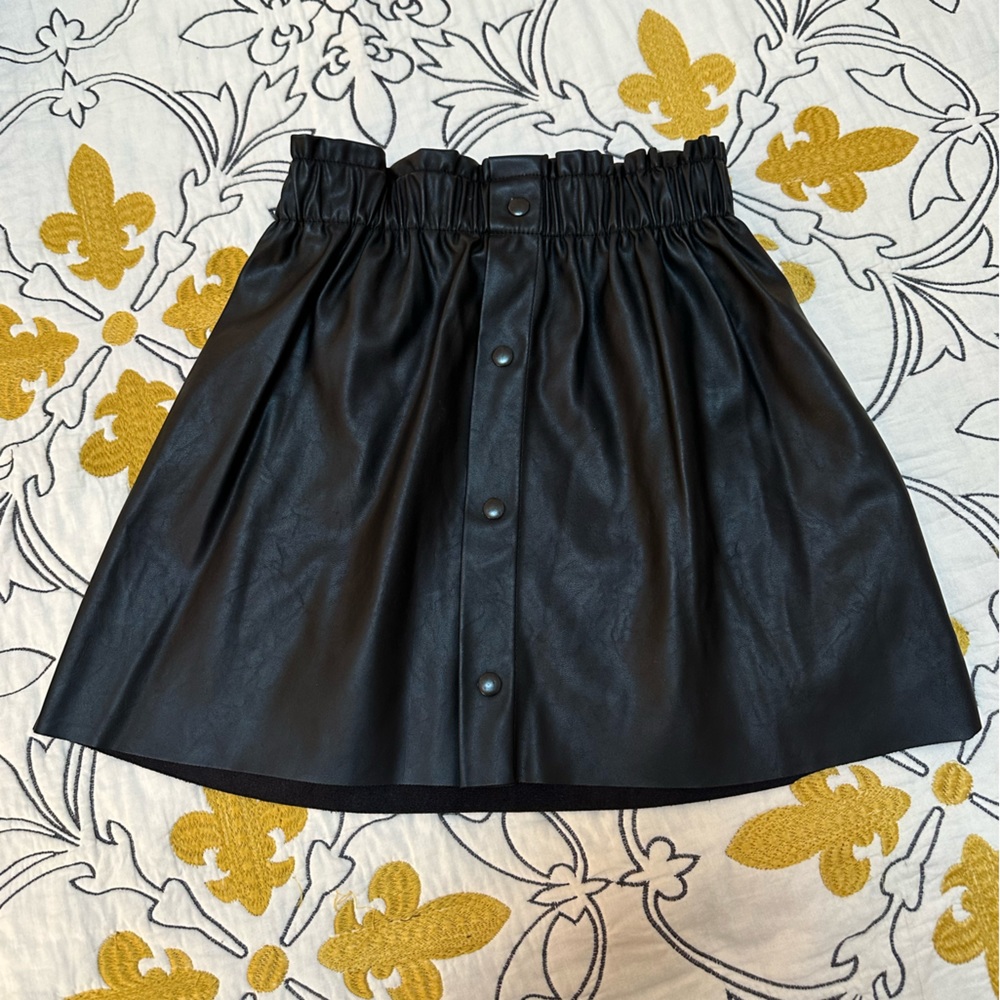 Faux Leather Button Up Skirt